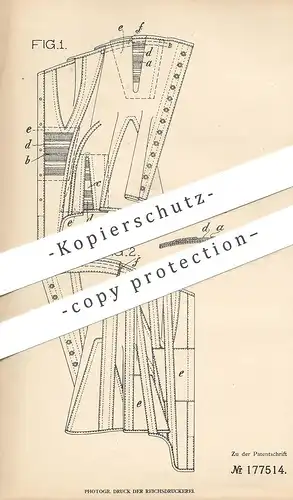 original Patent - H. Gutmann Söhne , Stuttgart , 1905 , Schnürleib | Korsett | Korsage | Medizin , Arzt