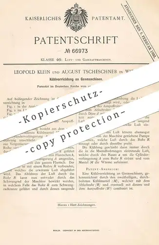 original Patent - Leopold Klein , August Tscheschner , Wien / Österreich , 1891 , Kühlung an Gasmotor | Gas - Motor !!!