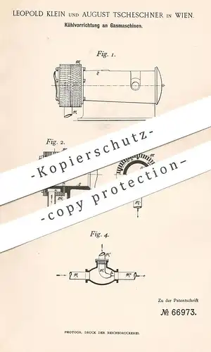 original Patent - Leopold Klein , August Tscheschner , Wien / Österreich , 1891 , Kühlung an Gasmotor | Gas - Motor !!!