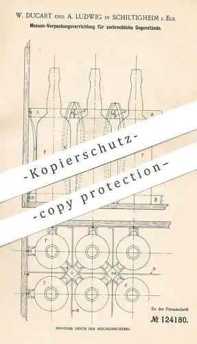 original Patent - W. Ducart , A. Ludwig , Schiltigheim / Elsass 1900 , Massen - Verpackung f. zerbrechliche Gegenstände