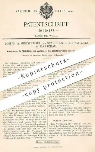 original Patent - Joseph de Miniszewski , Stanislaw des Ruszkowski , Warschau , Polen | Schützen am Webstuhl | Weber