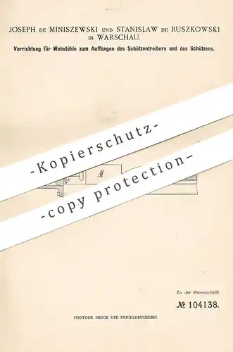 original Patent - Joseph de Miniszewski , Stanislaw des Ruszkowski , Warschau , Polen | Schützen am Webstuhl | Weber
