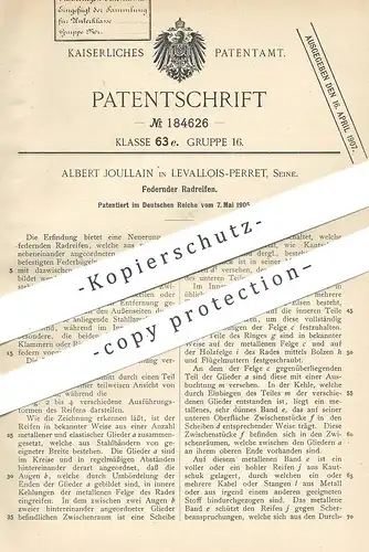 original Patent - Albert Joullain , Levallois Perret , Seine , Frankreich , 1905 , Federnder Radreifen | Rad - Reifen !
