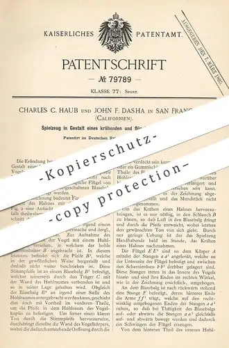 original Patent - Charles C. Haub , John F. Dasha , San Francisco , Californien , USA , 1894 | Spielzeug | Figur , Hahn