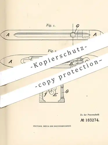 original Patent - Elizabeth Nuttall , Bury , England 1904 , Webschützen mit Einfädelvorrichtung | Webschütze , Webstuhl