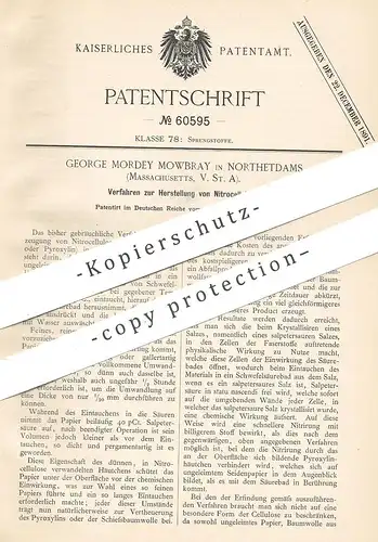 original Patent - George Mordey Mowbray , Northetdams , Massachusetts , USA | Herst. von Nitrocellulose | Sprengstoff