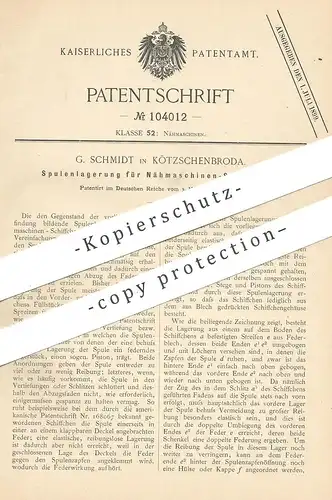 original Patent - G. Schmidt , Kötzschenbroda , 1897 , Spulenlagerung für Nähmaschinen - Schiffchen | Nähmaschine !!!
