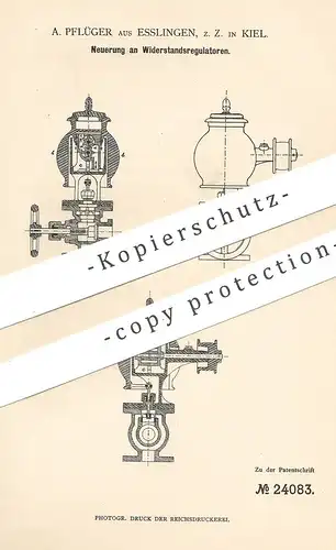 original Patent - A. Pflüger , Esslingen / Stuttgart / Kiel | Widerstandsregulator für Motoren | Motor , Dampfmaschine