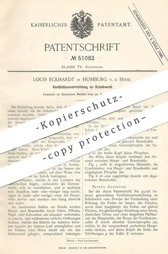 original Patent - Louis Eckhardt , Homburg v. d. Höhe 1889 , Ventilation an Schuhwerk | Schuhe Schuh | Schuster , Sohle