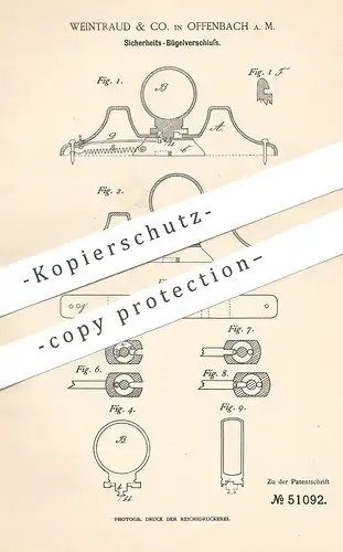 original Patent - Weintraud & Co. , Offenbach / Main , 1889 , Bügelverschluss für Tasche , Koffer | Bügel - Verschluss !