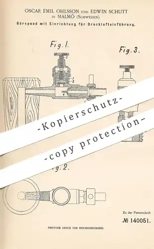 original Patent - Oscar Emil Ohlsson , Edwin Schutt , Malmö , Schweden , 1902 , Gärspund | Fass , Bierfass , Fässer !!!