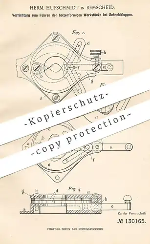 original Patent - Herm. Hufschmidt , Remscheid , 1901 , Schneidkluppe | Kluppe , Messer !!!