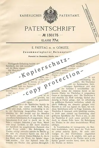 original Patent - E. Freytag , Görlitz 1901 , Zusammenlegbarer Reisespieltisch | Spieltisch | Skat - Tisch | Kartenspiel