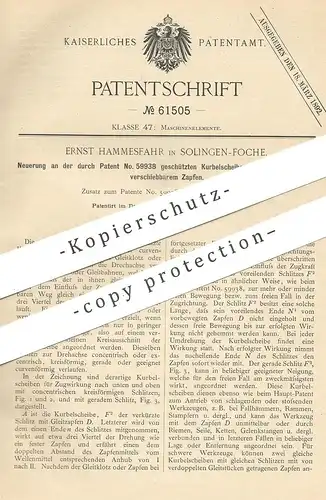 original Patent - Ernst Hammesfahr , Solingen / Foche , 1891 , Kurbelscheibe | Kurbel , Maschinen !!!