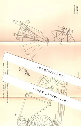 original Patent - Thomas Edmund Liddiard , Westerham , Kent , England , 1897 , Fahrradständer , Gepäckträger | Fahrrad