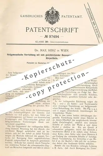 original Patent - Dr. Max Herz , Wien / Österreich , 1897 , Gerät zur Heil Gymnastik | Fitness , Kraft , Medizin , Sport
