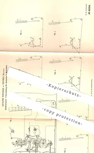 original Patent - Adolphe Winckler , Verviers , Belgien , 1888 , Schützenwechsel für Webstuhl | Webstühle | Weber !!!