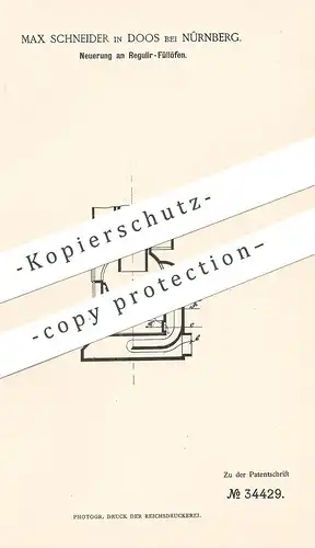 original Patent - Max Schneider , Doos / Nürnberg , 1885 , Regulier - Füllofen | Ofen , Öfen , Ofenbauer !!!