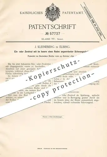 original Patent - J. Kleineberg , Elbing , Polen , 1890 , Einrad , Zweirad als Spielzeug | Fahrrad , Rad , Sport !!!