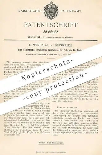 original Patent - H. Westphal , Eberswalde / Berlin , Brandenburg | Kopfstütze für Betten | Matratze , Lattenrost , Bett