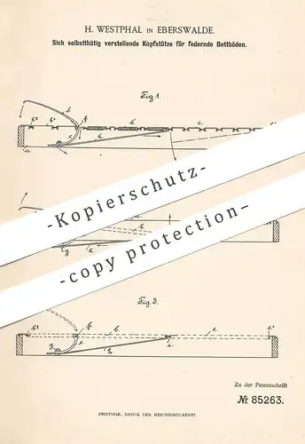 original Patent - H. Westphal , Eberswalde / Berlin , Brandenburg | Kopfstütze für Betten | Matratze , Lattenrost , Bett