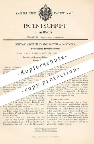 original Patent - Gustav Adolph Franz Jacob , Möckern / Magdeburg | 1895 , Mechanisches Streichinstrument | Musik Noten