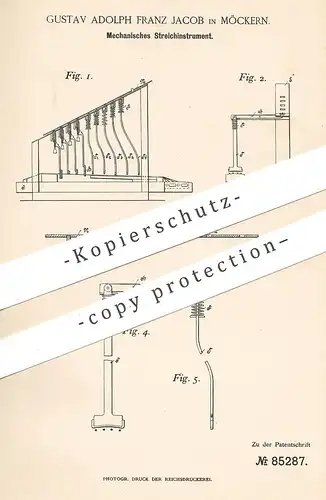 original Patent - Gustav Adolph Franz Jacob , Möckern / Magdeburg | 1895 , Mechanisches Streichinstrument | Musik Noten