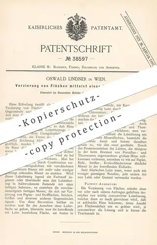 original Patent - Oswald Lindner , Wien , Österreich , 1886 , Leim - Anstrich | Maler , Farbe , Leimlösung !!!