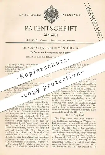 original Patent - Dr. Georg Kassner , Münster , 1896 , Regenerierung von Bleioxyd | Blei | Chemie | Schlamm !!