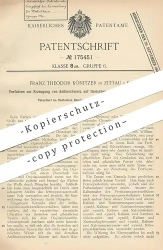 original Patent - Franz Theodor Könitzer , Zittau , 1903 , Erzeugung von Anilinschwarz | Schwarz , Farbe | Oxydation !!!