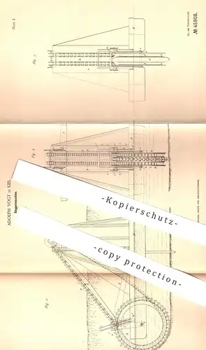 original Patent - Adolph Vogt , Kiel , 1887 , Bagger - Maschine | Kettenbagger | Wasserbau , Tiefbau | Baggern !!