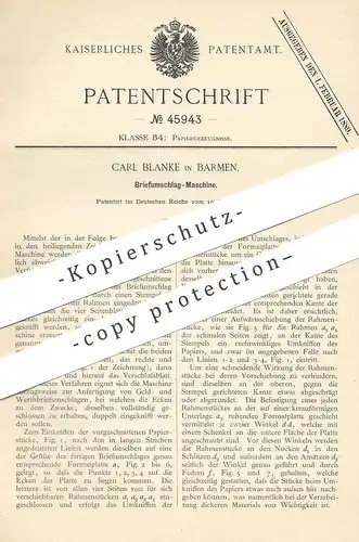 original Patent - Carl Blanke , Barmen , 1888 , Briefumschlag - Maschine | Kuvert , Brief - Umschlag | Post , Papier !!!