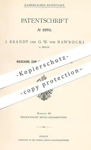 original Patent - J. Brandt , G. W. von Nawrocki , Berlin , 1878 , Richten von Rundeisen | Eisen , Stahl , Metall !!!