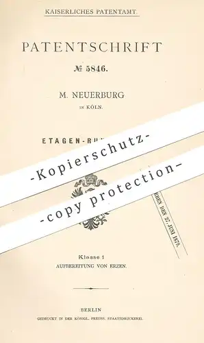 original Patent - M. Neuerburg , Köln / Rhein , 1878 , Etagen - Rundherd | Herd , Ofen , Feuerung | Erz , Erze !!!