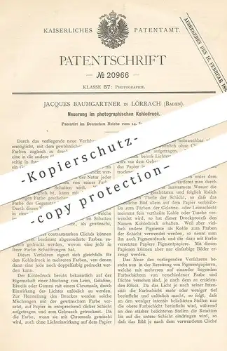 original Patent - Jacques Baumgartner , Lörrach / Baden  1882 , photographischer Kohledruck | Druck , Photography , Foto