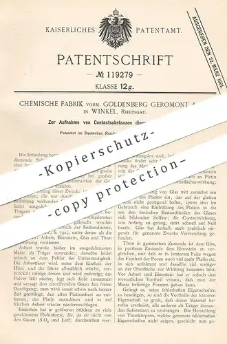 original Patent - Chemische Fabrik vorm. Goldenberg Geromont & Cie , Winkel | 1899 | Tonkörper | Platin | Lunge !!
