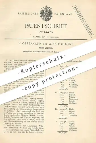 original Patent - H. Ostermann , A. Prip , Graz , 1887 , Platin - Legierung | Uhren , Uhr , Uhrmacher | Stahl , Magnet !