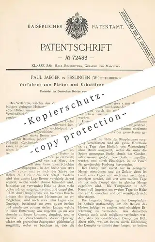 original Patent - Paul Jaeger , Esslingen / Stuttgart 1893 , Färben & Schattieren von Holz | Dielen , Parkett , Tischler