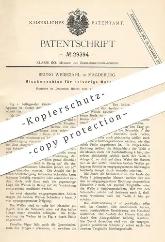 original Patent - Bruno Weibezahl , Magdeburg , 1884 , Mischmaschine für Pulver | Getreide | Mehl | Mühle , Mühlen !!!