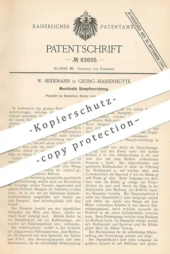 original Patent - W. Seidemann , Georg Marienhütte , 1895 , Maschinelle Stampfvorrichtung | Formen , Giessen , Rohre !!
