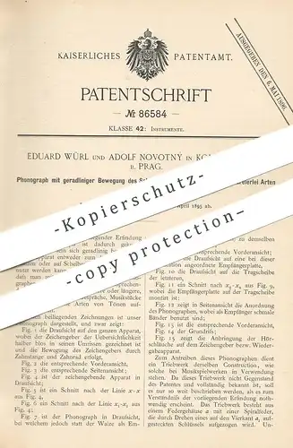 original Patent - Eduard Würl , Adolf Novotný , Kgl. Weinberge , Prag , 1895 , Phonograph | Musik , Telefon , Schreiben