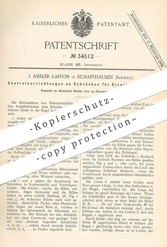 original Patent - J. Amsler Laffon , Schaffhausen Schweiz 1884 , Fahrschein - Kontrolle | Eisenbahn , Schaffner , Billet