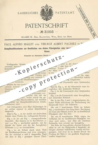 original Patent - Paul Alfred Mallet , Tiburce Albert Pagniez , Paris , Frankreich | Destillation v. Flüssigkeit per Gas