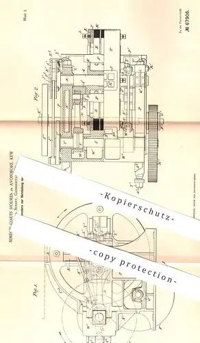 original Patent - Simeon Oakes Holmes , Avonmore , Kew , Surrey , England , 1892 , Presse für Presskohlen | Pressen !!!