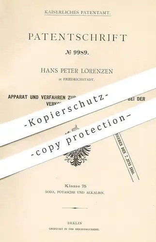 original Patent - Hans Peter Lorenzen , Friedrichstadt 1879 , Gewinnung von Ammoniak bei Verkohlung von Knochen | Zucker