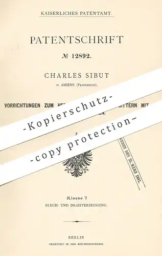 original Patent - Charles Sibut , Amiens , Frankreich , 1880 , Drahtgitter mit geradlinigen Maschen | Maschendraht - Zau
