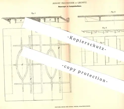 original Patent - August Prausnitzer , Liegnitz  1878 , Kochplattenfalz | Kochplatte , Kochherd , Herd , Ofen , Kochofen