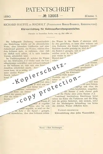 original Patent - Richard Hauffe , Bocholt / Berge Borbeck | 1880 | Klärwerk zur Kohlenaufbereitung | Kohle | Kläranlage