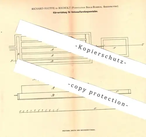 original Patent - Richard Hauffe , Bocholt / Berge Borbeck | 1880 | Klärwerk zur Kohlenaufbereitung | Kohle | Kläranlage