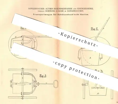 original Patent - Maschinenfabrik & Eisengießerei vorm. Hornung & Rabe , Sangerhausen | Wagen für Schützenbach - Kasten